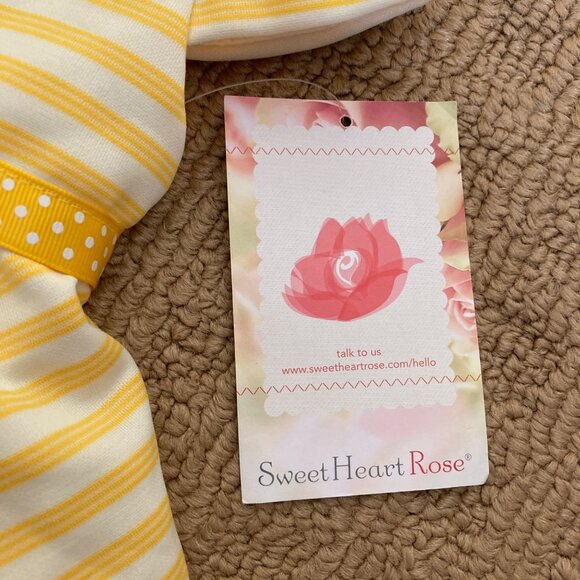 Sweet Heart Rose Dress Girls 12m 12 Month New Yellow Stripes Daisy - Picture 6 of 9